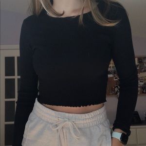 NWOT Brandy Melville Long Sleeve Crop Top Navy